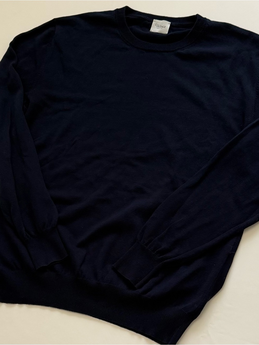 Velasca Luxury Men’s IT 52 Navy Cotton Knit Crewneck Pullover Sweater